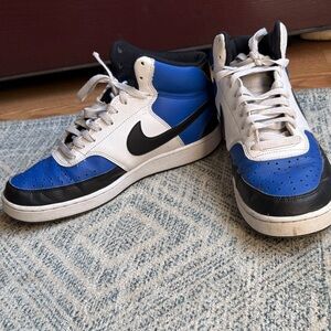 Nike High-Top Sneakers in Blue, Black, and White
